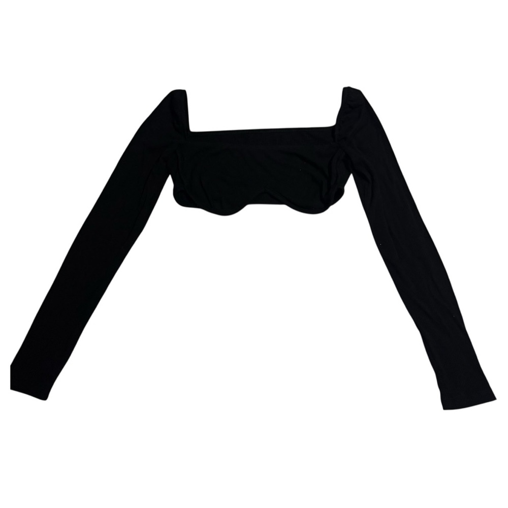 SHEIN Long Sleeve Cropped Top Shirt Black Small